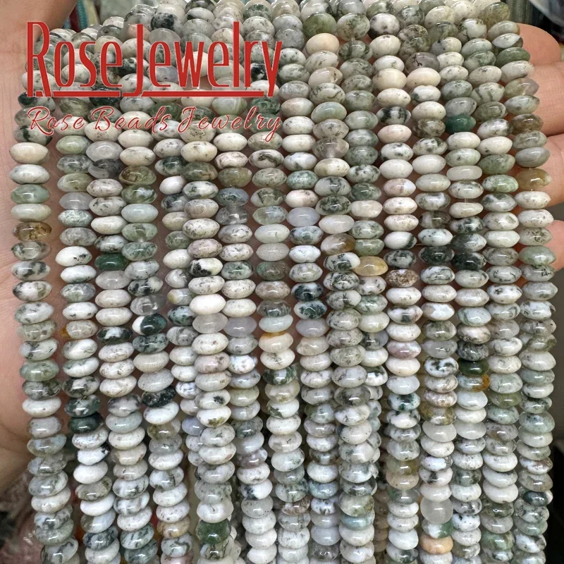 3x6mm Natural Tree Agate Stone Beads Flying Saucer Abacus Shape Round Loose Beads for DIY Jewelry Making Bracelets Necklaces 15