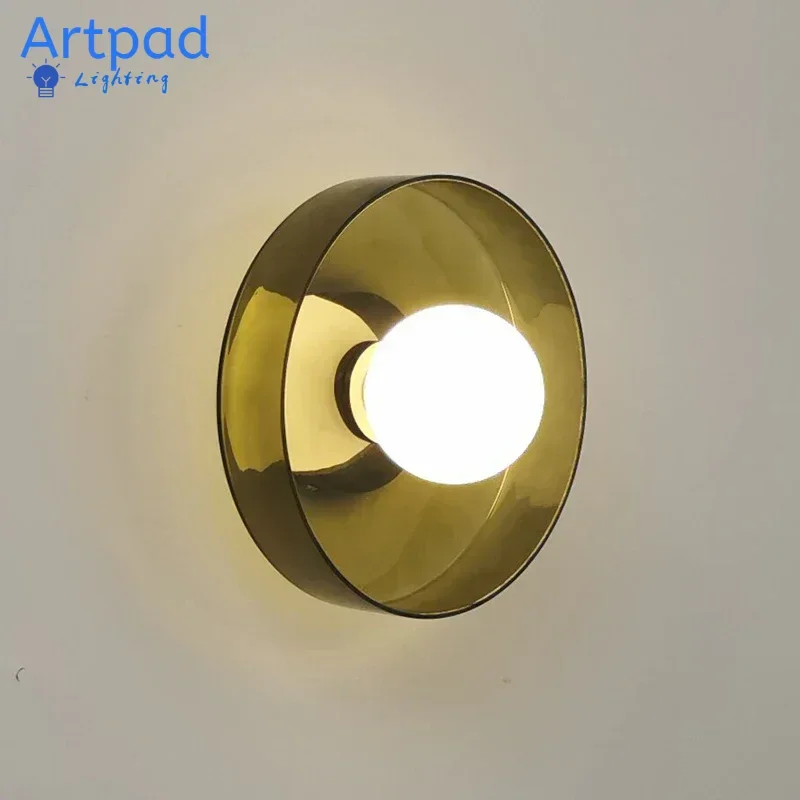 

Modern Italy Designer Glass Wall Lamp for Living Room Bedroom Balcony Corridor Decor White Green Orange Lampshade Wall Light