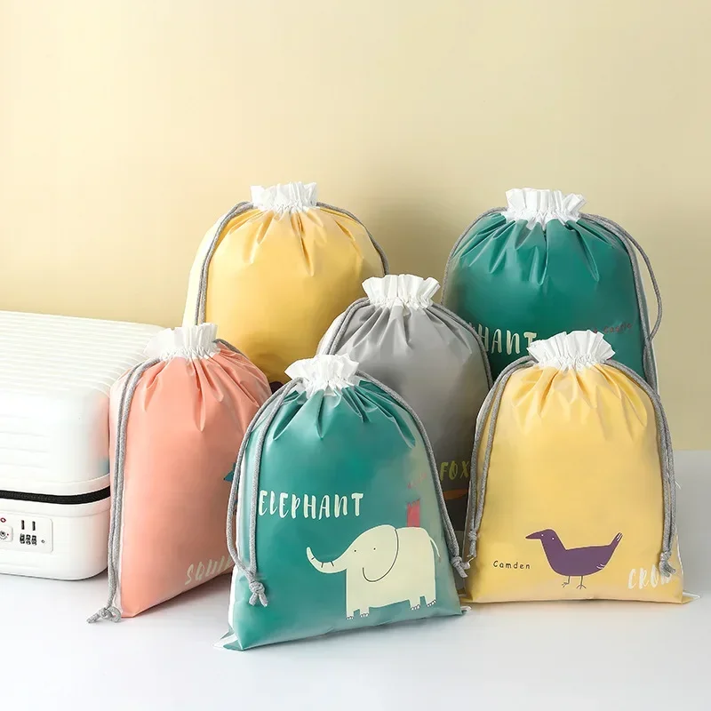 1Pcs Large Capacity Drawstring Travel Cosmetic Organizer Bag Waterproof Cartoon Cute Household Clothes Shoes Towels Storage Bag