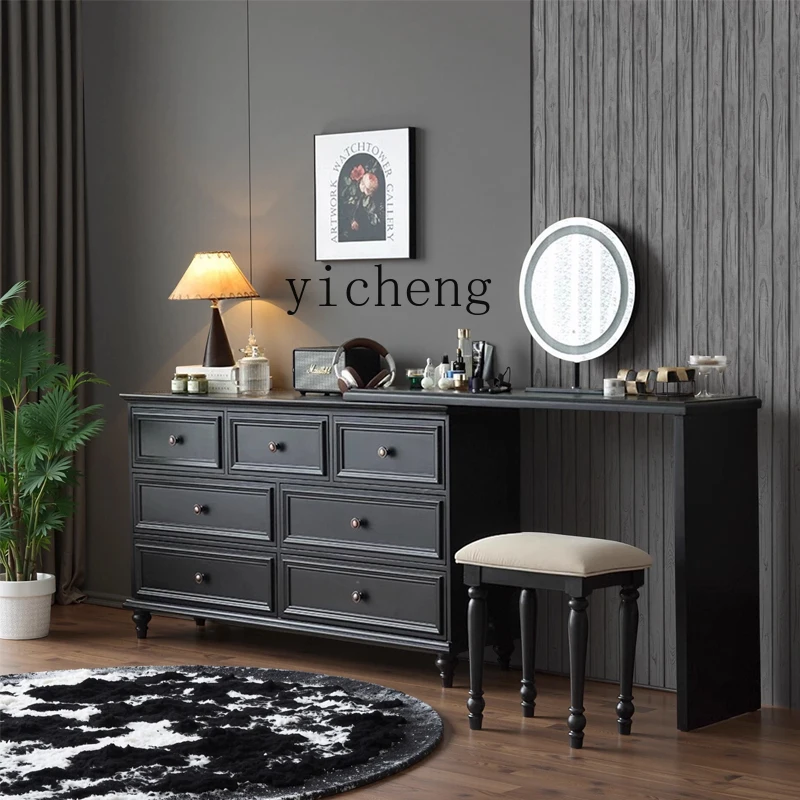 

LX modern retro solid wood dresser chest cabinet integrated bedroom bedside cabinet storage cabinet