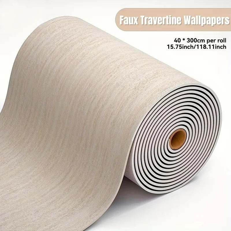 Foam Wall Covering Imitate Travertine Wallboard Self-adhesive Wallpaper 300x40cm Realistic Rock 3D Texture Wall Sticker Interior