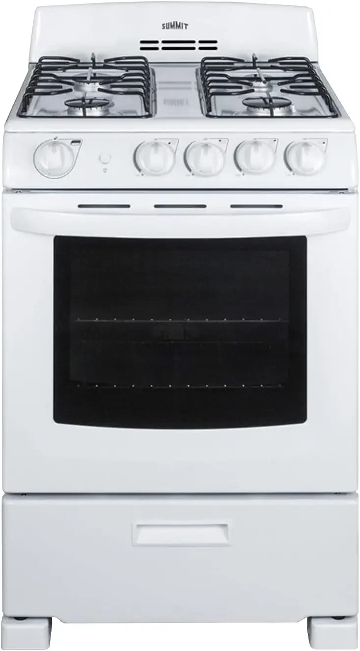 

Summit RG244WS 24"" Freestanding Gas Range with 2.9 cu. ft. Oven Capacity Electronic Ignition High Backguard Broiler Drawer