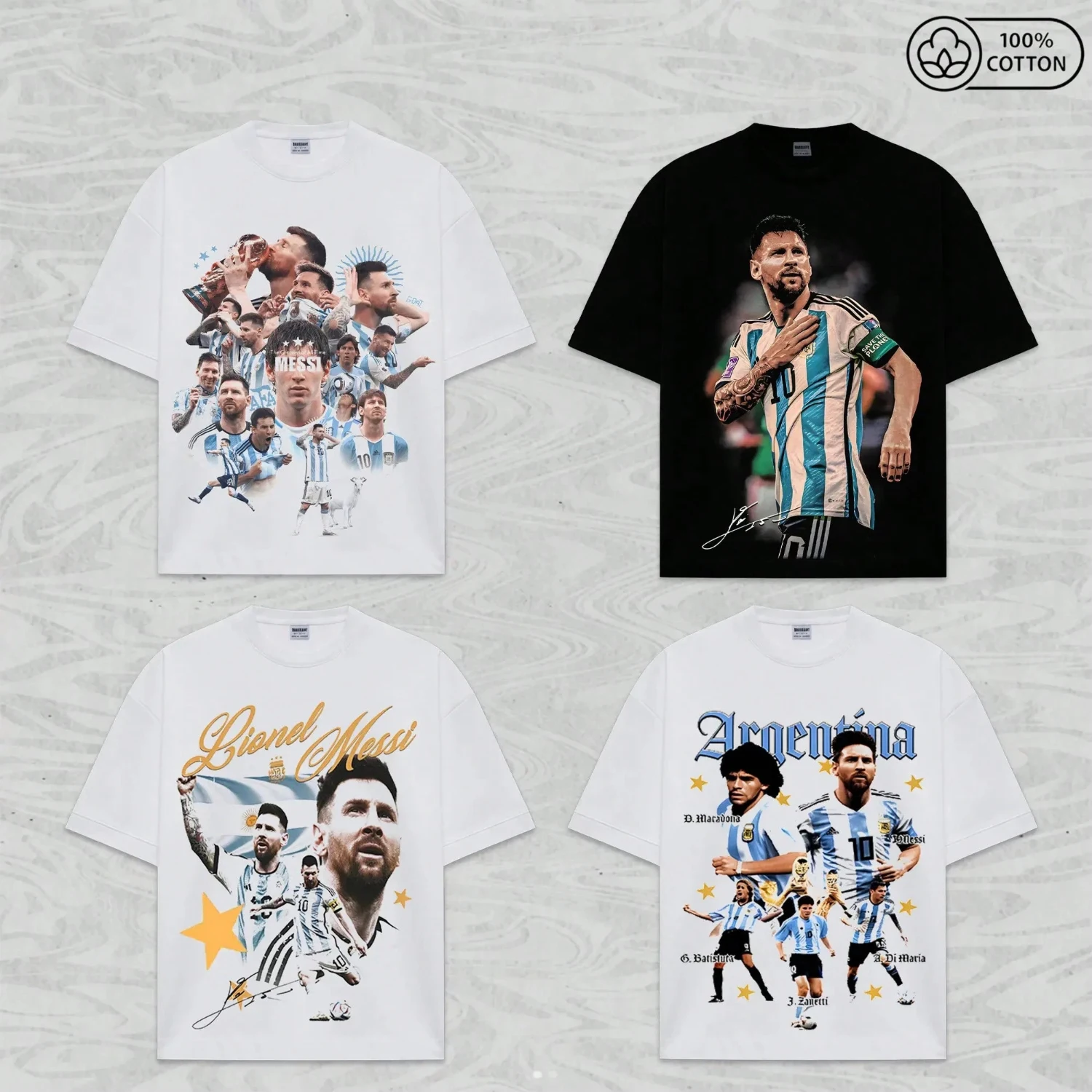 Herren Sommer Messi Argentinien Tribute T-Shirt Rundhals Kurzarm Vintage Sport Casual Street Top Fußball-Fans Tägliches Outfit – Detail 1