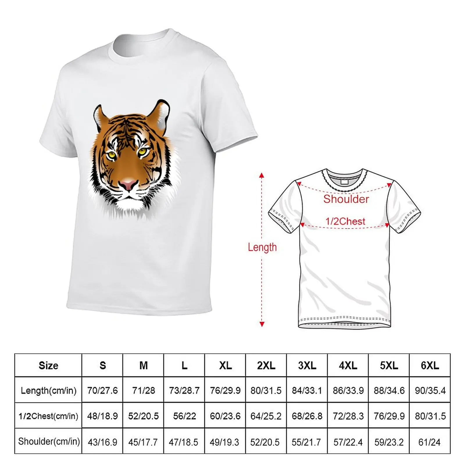 Magnificent Tiger Head Drawing T-Shirt Active Wear Sports T-Shirt for Men