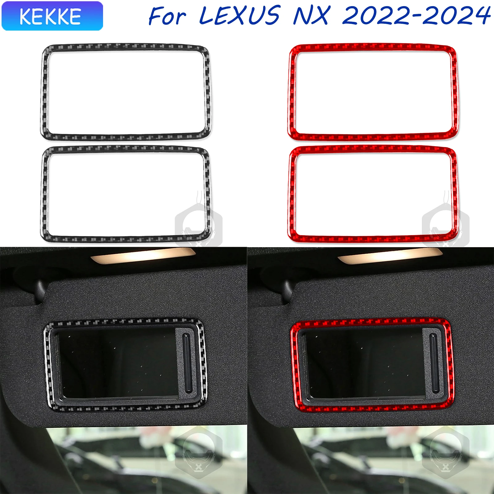 

For Lexus NX Accessories Interior 2022-2024 Visor Makeup Mirror Frame Carbon Fiber Trim Strip Cover Sticker Auto Decal Accessory