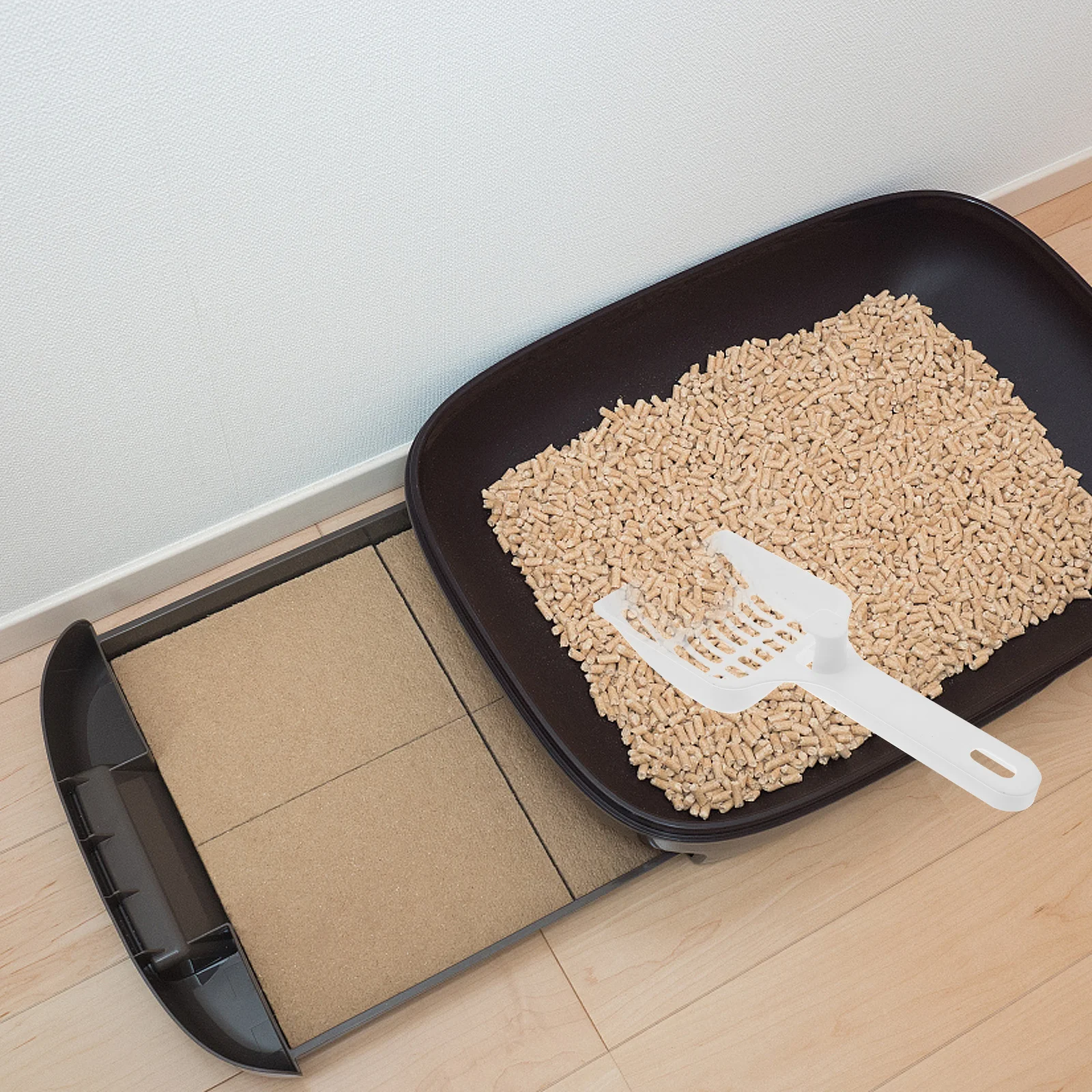 

Plastic Cat Litter Shovel Long Handle High Temperature Resistant Practical Pet Shovel Poop Filter Tool for Sanitary Home