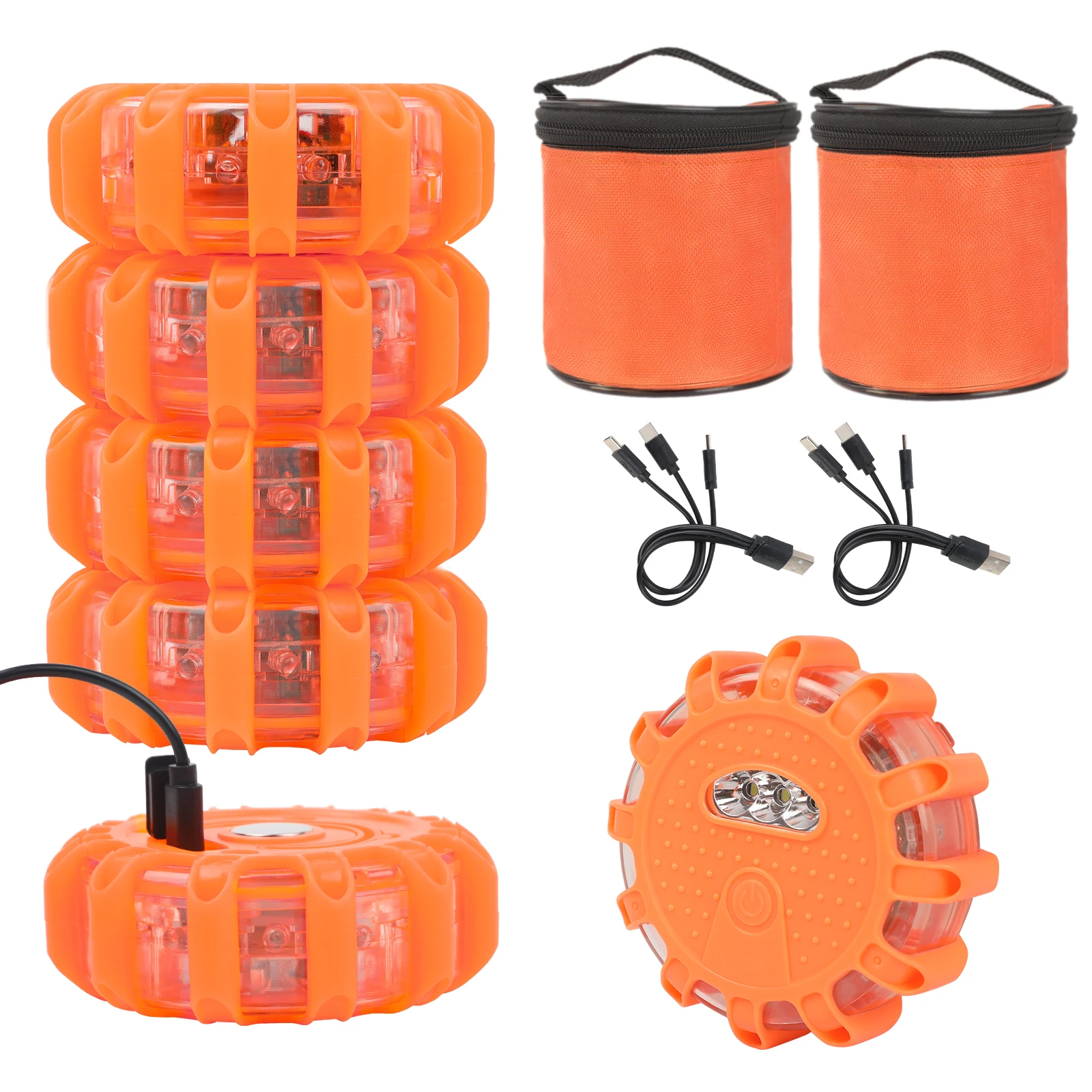 

AOHEWEI, набор из 6 перезаряжаемых сигнальных фонарей – 9 режимов работы с магнитным основанием и крючком для автомобилей, грузовиков, лодок