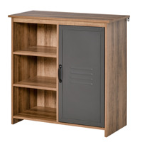 HOMCOM adjustable shelf Metal door with 3 open shelves