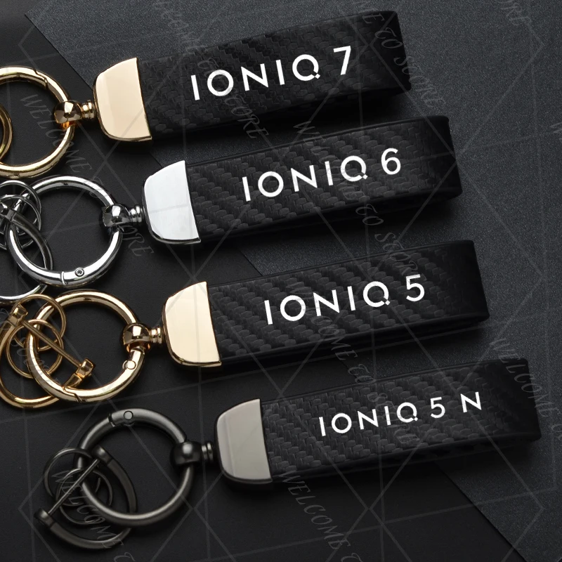 2025 현대 IONIQ 5 6 7 5N 로고 XRT 전기 자동차 EV 여성 남성 탄소 가죽 열쇠 고리 자동차 열쇠 고리 열쇠 고리 액세서리