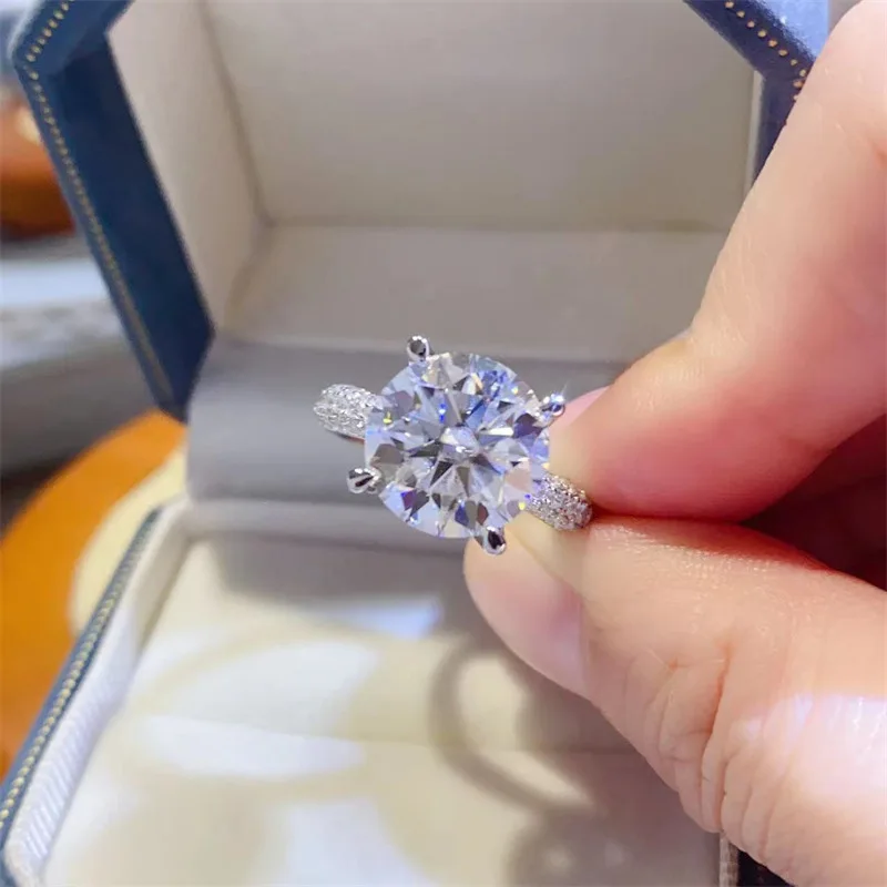 Socialite Moissanite PT950 Platinum 5 Carat Eight Hearts Eight Arrows Cut Luxury Ring for Women, high glamour ornament for party