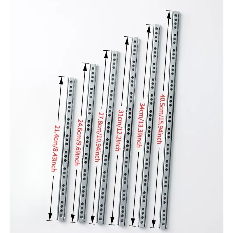 4 Pieces of 17mm Narrow Drawer Slides, Two-Section Steel Ball-Bearing Side-Mounted Guides, Silent and Smooth Semi-Extension Design, Suitable for Replacing Drawers in Cabinets, Wardrobes, Desks, Dressers, and Small Furniture