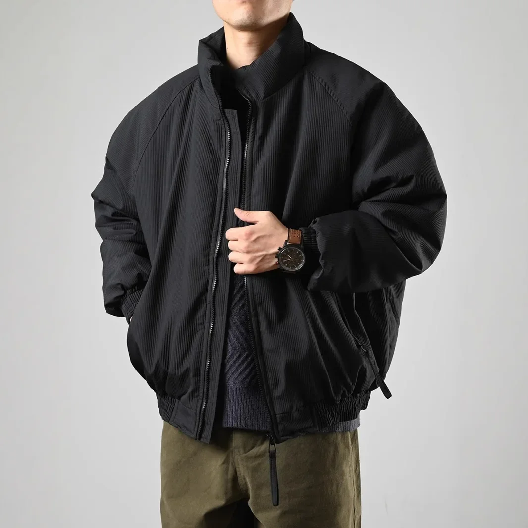 

Новые мужские парки, парка с воротником-стойкой на молнии, кардиган, верхняя одежда, парка с длинными рукавами, однотонные повседневные свободные карманы, весна 2025 г.