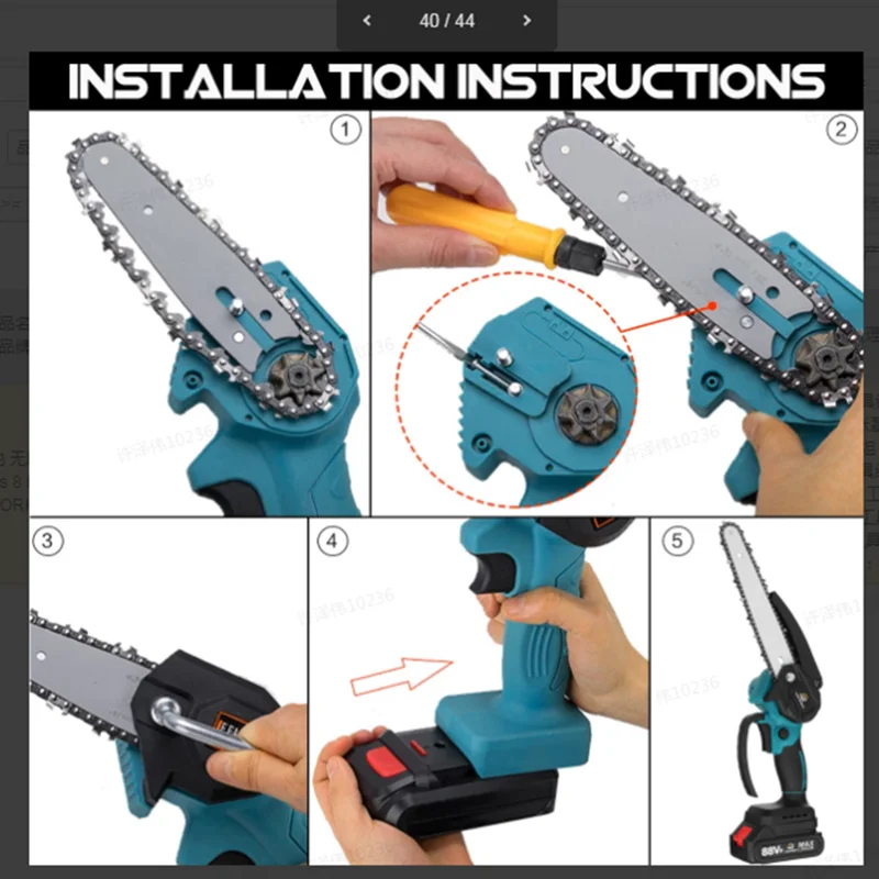 1500W 6 Inch 20V Electric Saw Chain Saw 88VF Li-ion Battery Power Display Rechargeable Woodworking Tool For Makita 18V Battery