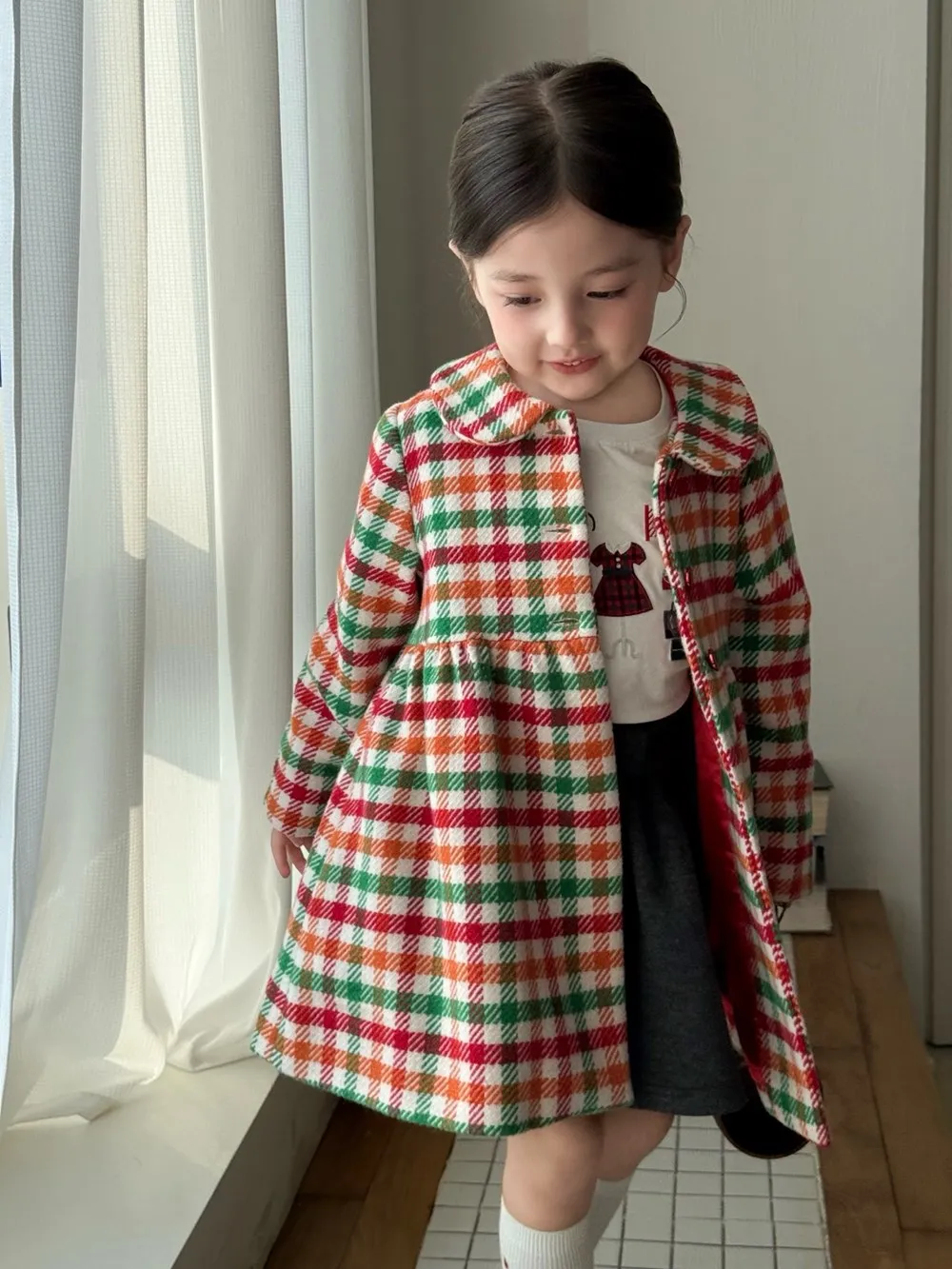 

Зимняя детская одежда для девочек, детское пальто, верхняя одежда для девочек, милое пальто в стиле дофамина с красочным принтом