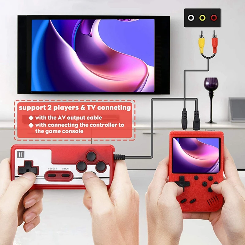 400-In-1 Video Game Console Retro Mini Game Plyer 3.0 Inch Color Pocket TV Game Console Dual Handheld Gamer Player Reusable Blue