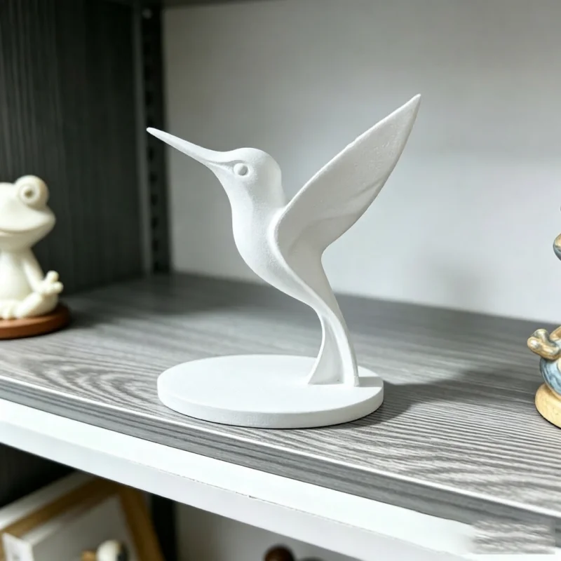 Sleek Hummingbird Decor Statue,3D Printed Flying Bird Figurine For Desk Shelf Modern Home Ornament Collectible Gift