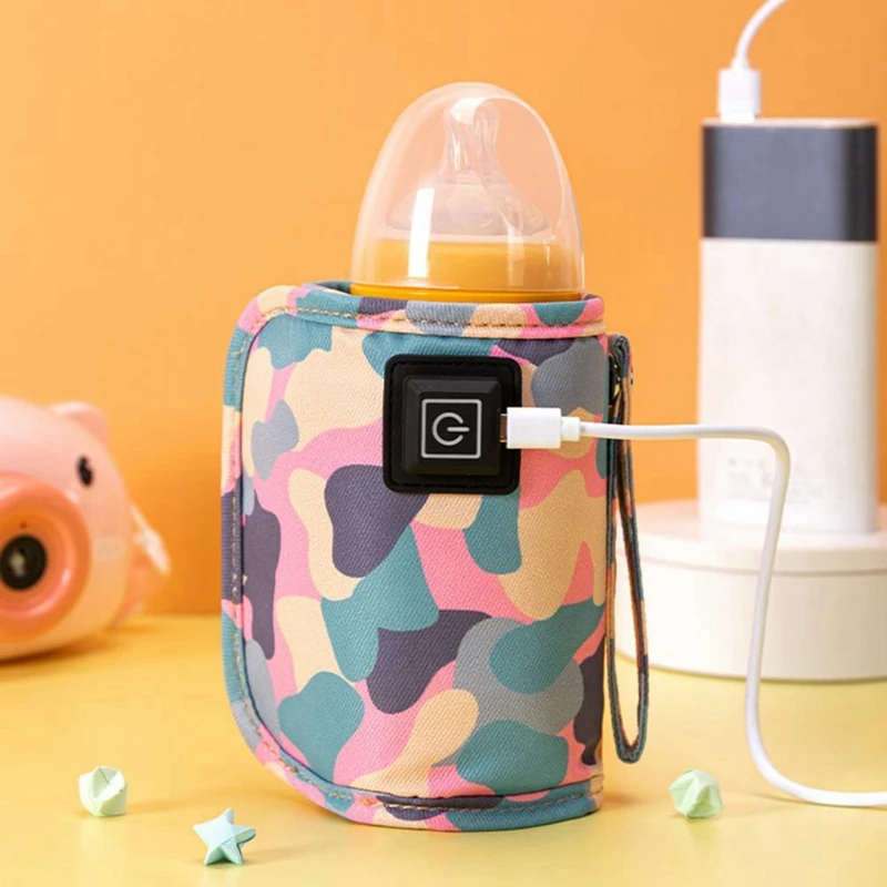 Universele Usb Melk Water Warmer Reizen Kinderwagen Geïsoleerde Tas Draagbare Verpleegfles Kachel Camouflage-Zwart