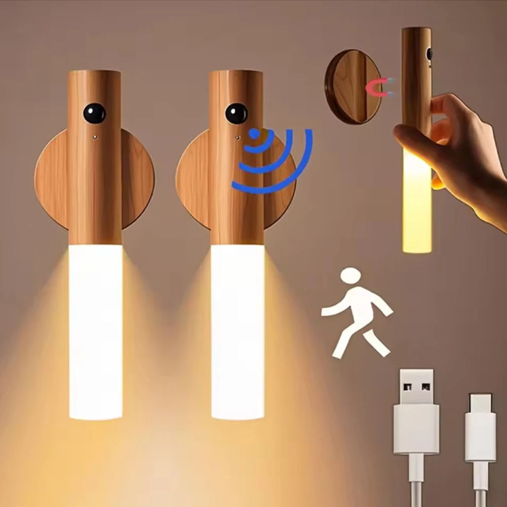 Intelligentes Induktions-Nachtlicht für den menschlichen Körper, wiederaufladbare LED-Korridor-Schrank-Wandleuchte, Haushalts-WC-Wandinduktion