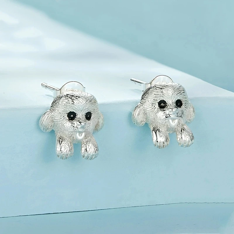 Small Exquisite Vivid and Cute Q-version Puppy Earrings Artistic and Elegant As A Birthday Gift for Friends Who Love Puppies