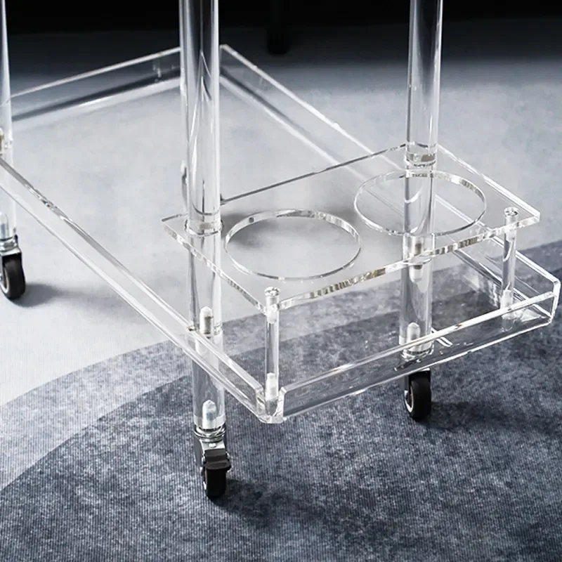 Acrylic edge few cart storage rack creative home dining side red wine rack movable sofa frame customization
