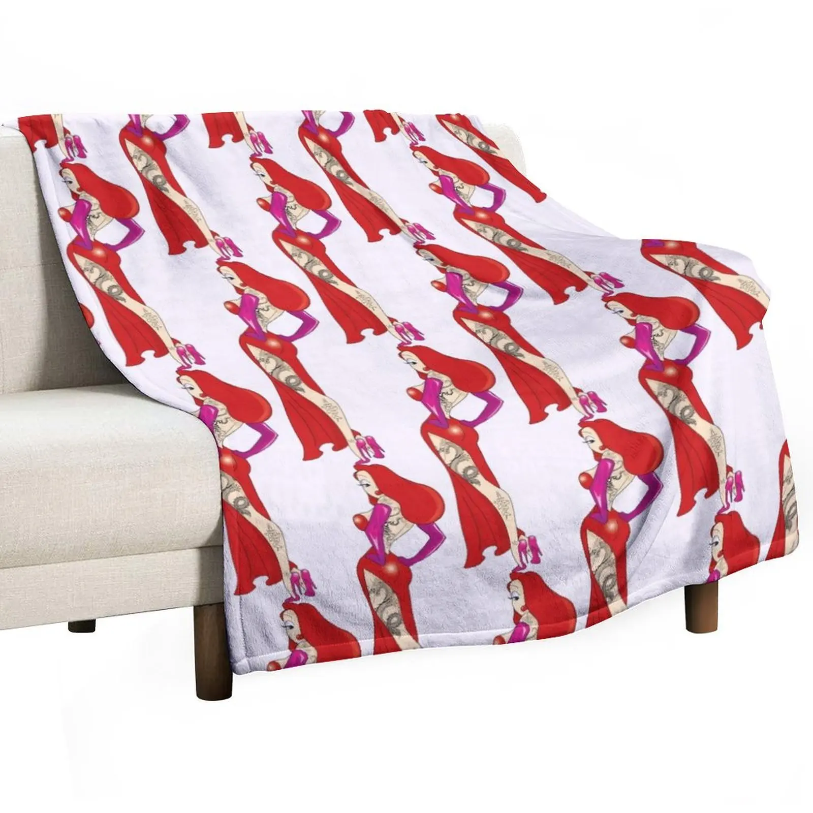 Jessica Rabbit, Tattooed Throw Blanket halloween Flannel Single funny gift Blankets