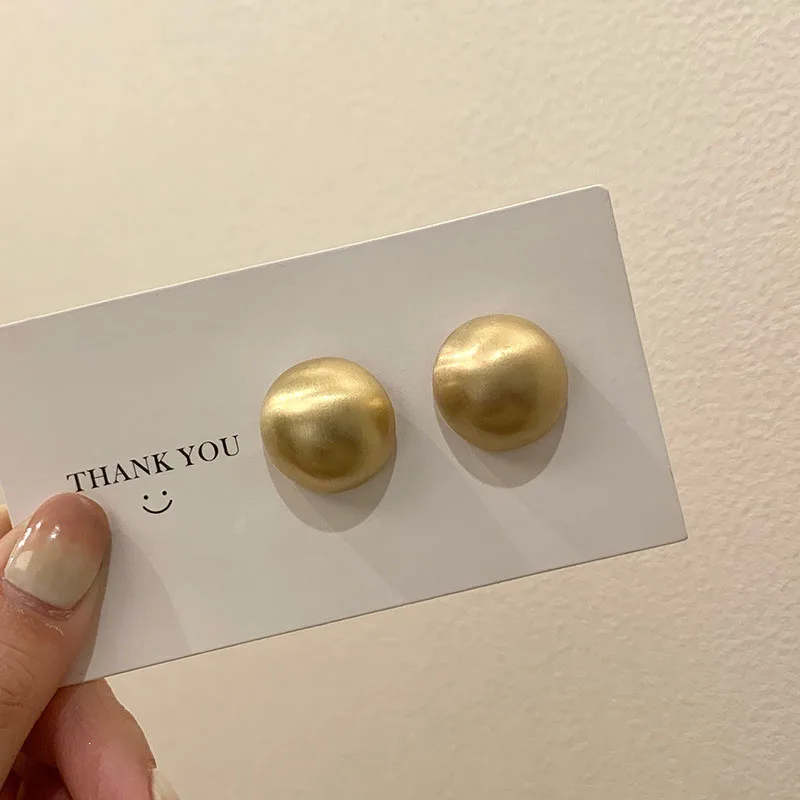 Punk Fashion Brushed Frosted Stud Earring Metal Semicircle Earrings for Women New Jewelry Christmas Party Gifts Accessories