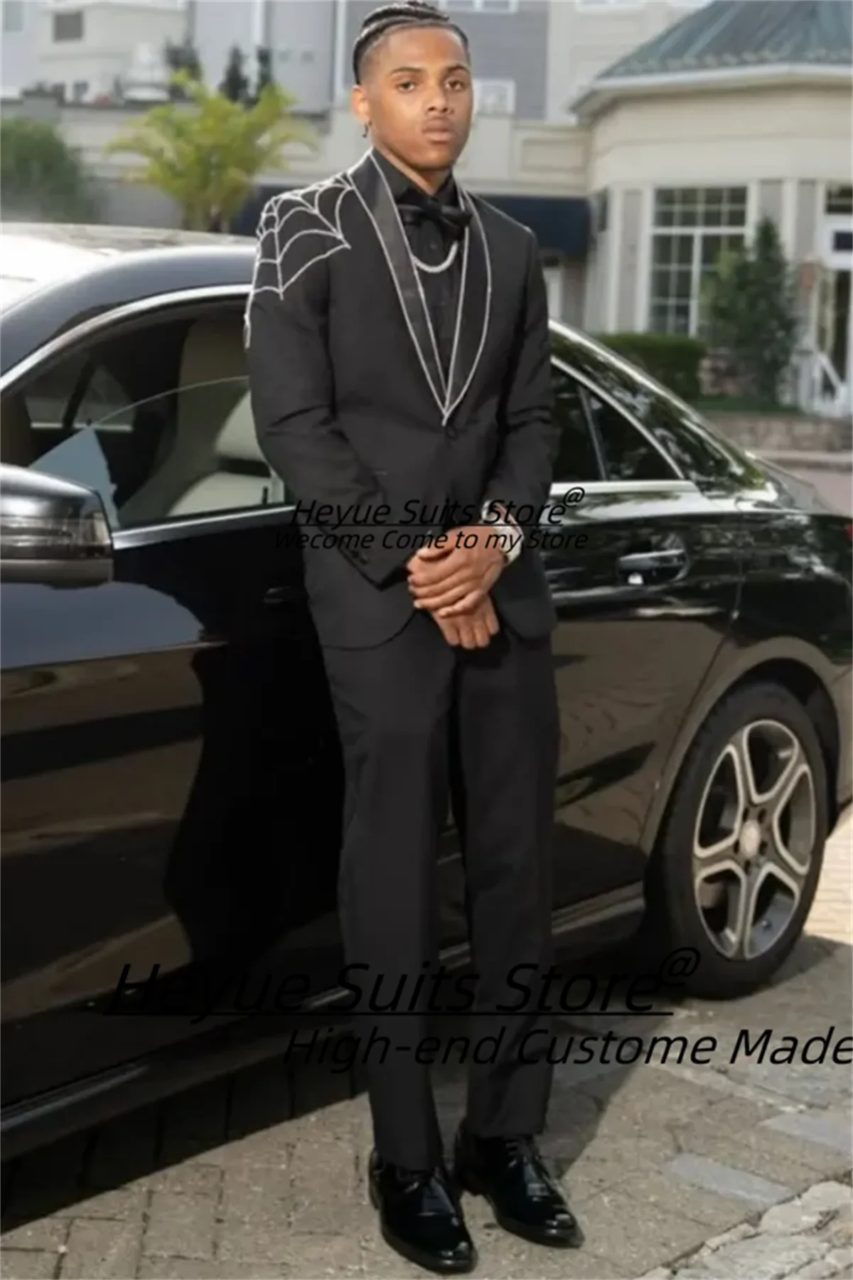 لامعة الديكور العريس الزفاف البدلات الرسمية مخصصة سليم صالح شال التلبيب الرسمي 2 قطعة مجموعات الذكور حفلة موسيقية الحلل زي أوم #1