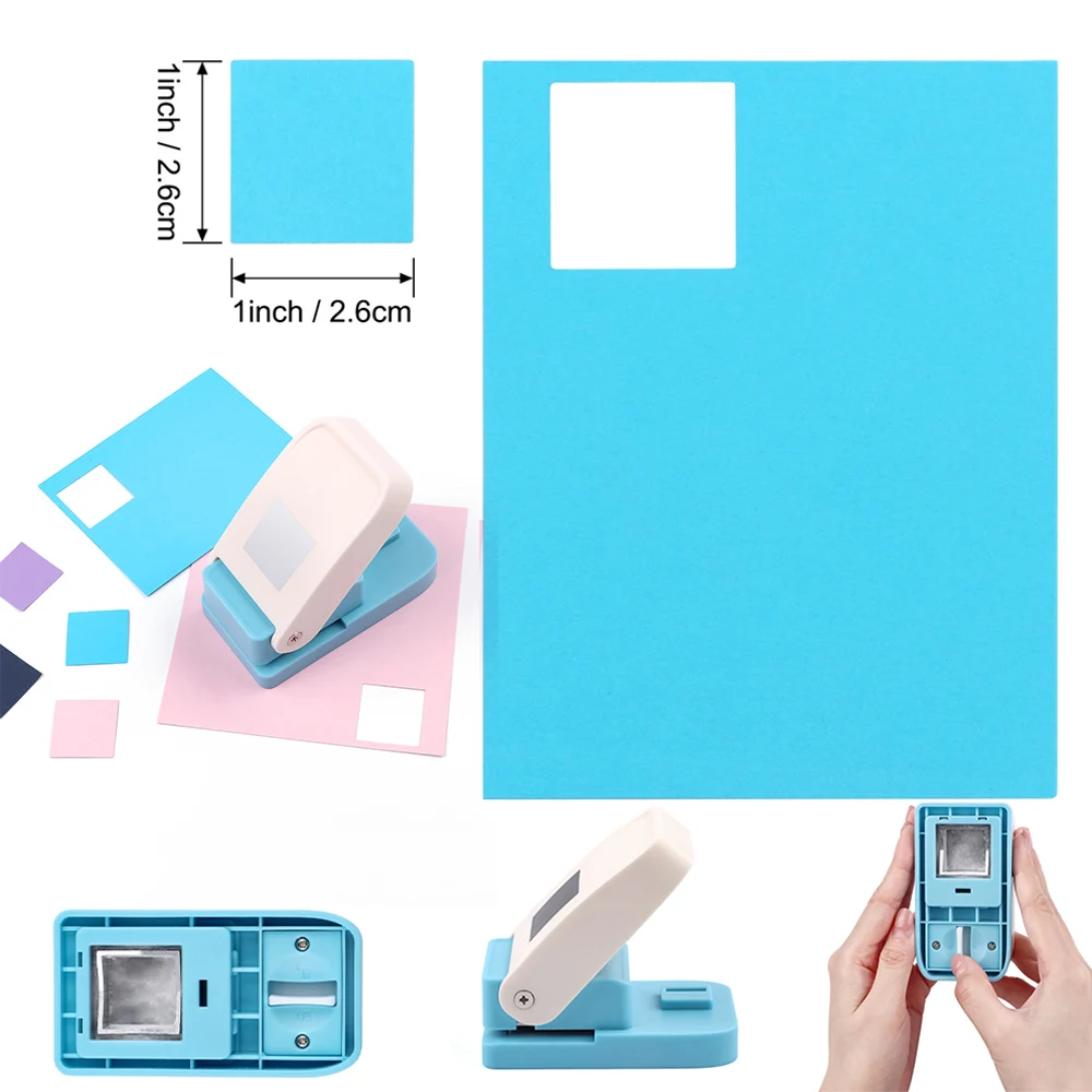 

1"Square Stamp Postage Punch 9.2x5x3.5cm Lever Action Craft Punch for Paper Crafting Scrapbooking Various Material Punching Tool