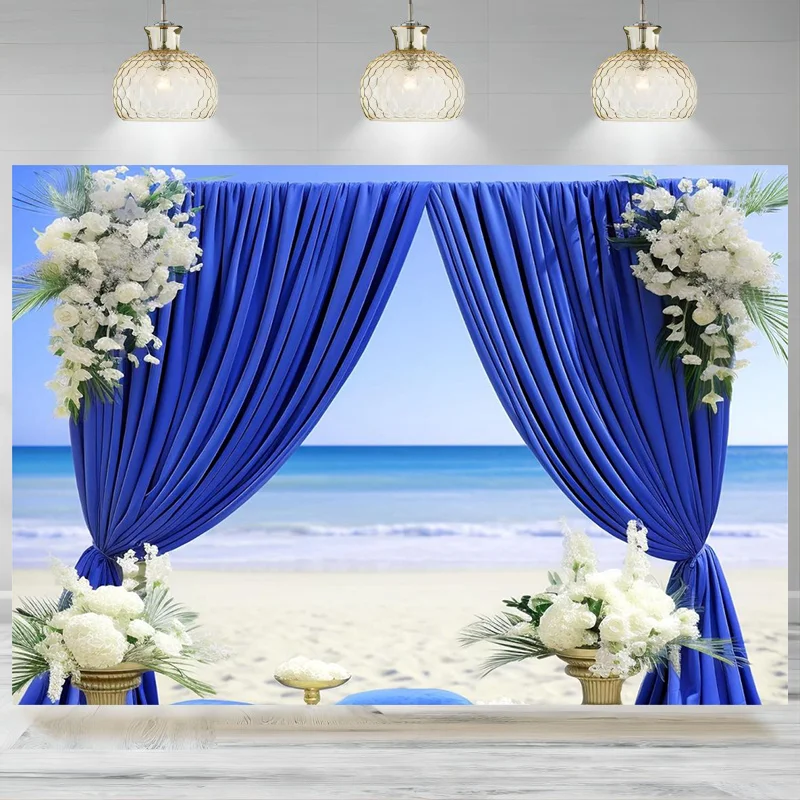 Blue Backdrop Curtain Photographic Background Blue Curtains Backdrop Drapes Decoration Wedding Birthday Party Baby Shower Bann