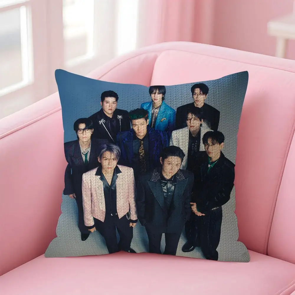 Kpop Band S-Super Junior Cushion Cover Decorative Linen Throw Pillow case Soft for Bed Sofa Car Home Decor