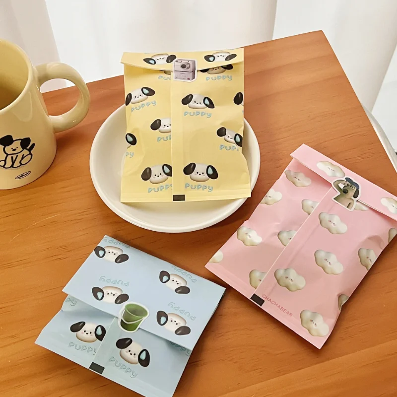 10pcs Cartoon Pattern Gift Paper Bag Baking Small Object Storage Bag Children's Snacks Self-sealing Packaging Bag Dropshipping