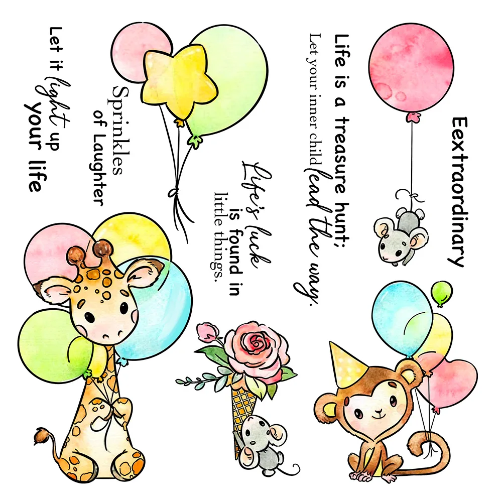 

Mangocraft милые животные и красочные воздушные шары, вырубные штампы, прозрачный штамп, сделай сам, скрапбукинг, металлические штампы, силиконовый штамп для карточек, альбомов