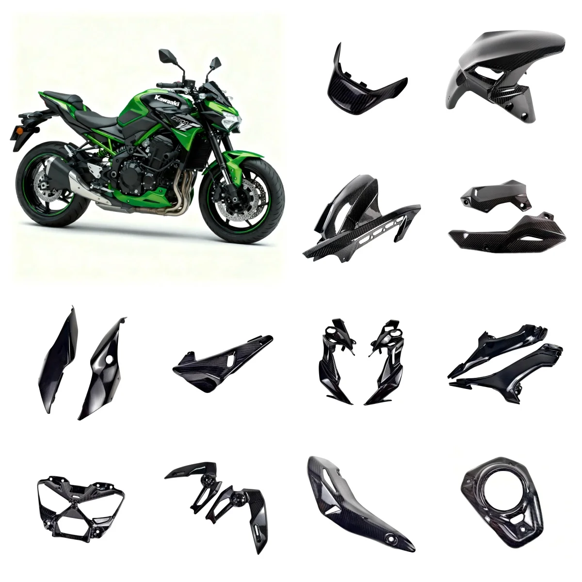 OEM 3K 100% Dry Carbon Fiber Motorcycle Rear Fender  Z900 2025 Carbon Fiber Fairing Spot Goods or Wholesale