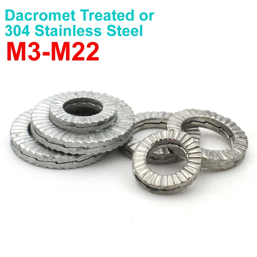 

5/10/20 Pairs (2pcs glued) Dacromet Stainless Steel Self-Lock Washers Genuine Wedge M3 M4 M5 M6 M8 M10 M12 M14 M16 M18 M20 M22