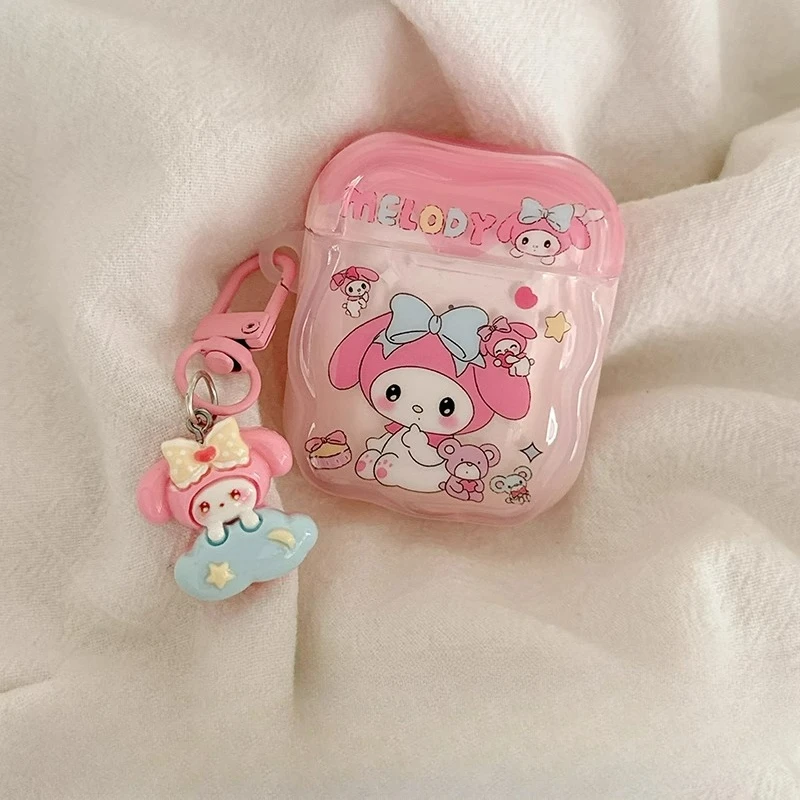 Urocze etui ochronne z breloczkiem do kluczy dla Apple AirPods 4 3 1 Pro 2, bezprzewodowe słuchawki Bluetooth, pokrowiec na słuchawki, torba na słuchawki