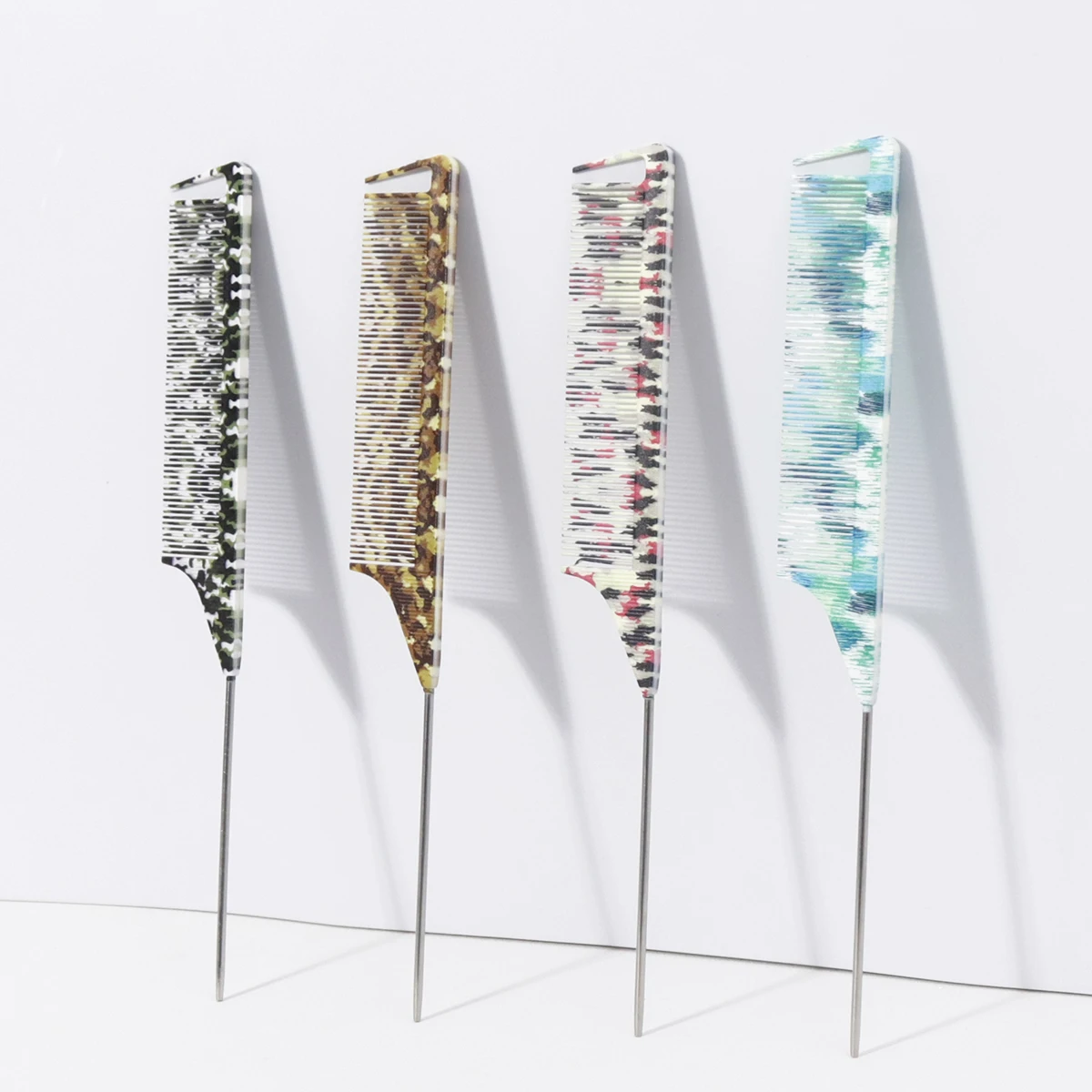 1pc steel needle pointed tail comb,camouflage graffiti design pattern,hair salon barber styling comb,Special for real hair wigs