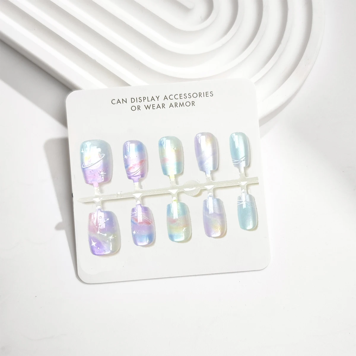 10 قطعة الأظافر اليدوية الصيف اضغط على الأظافر القصيرة وهمية حالمة الملونة كوكب الكون اضغط على لطيف الفتيات الأظافر كاذبة نصائح #3