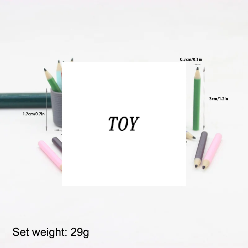 ألعاب قرطاسية بيت الدمية التظاهري؛ حامل أقلام مصغر 1:12 + مجموعة أقلام رصاص ملونة مكونة من 6 أقلام رصاص #1