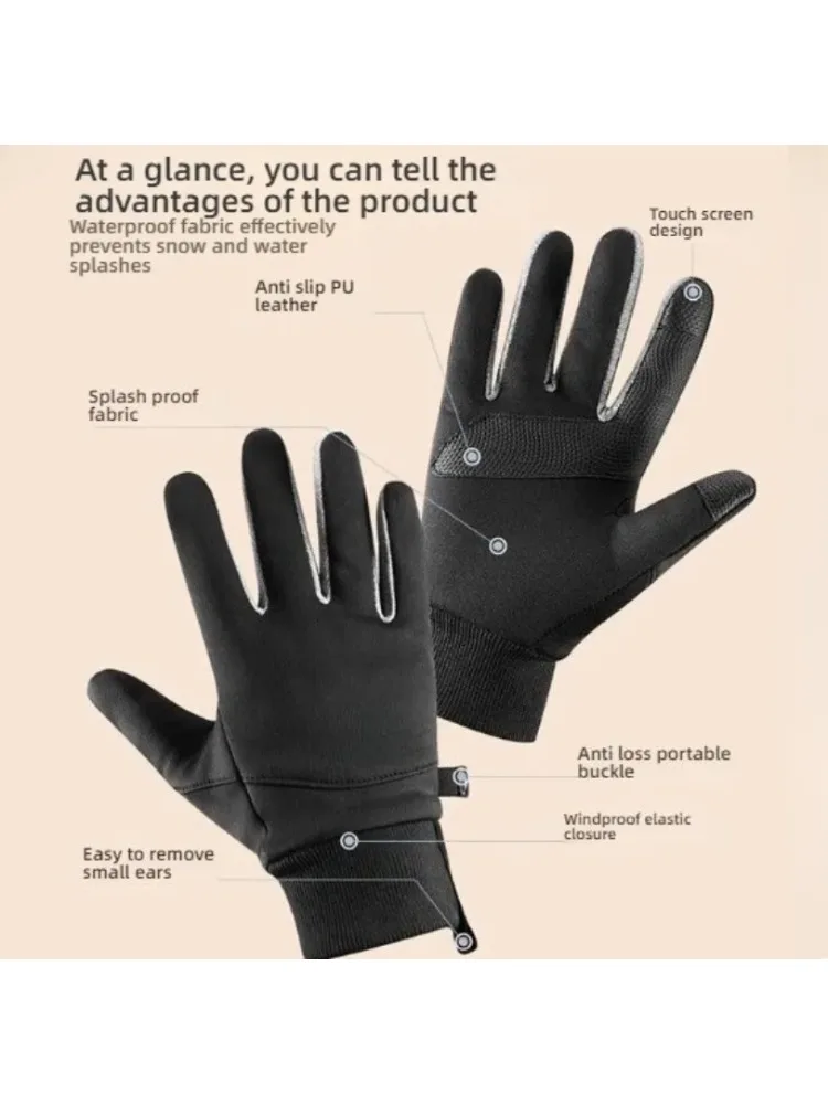 AliExpress Black Winter Warm Full Fingers Waterproof Cycling Outdoor Sports Running Motorcycle Ski Touch Screen Fleece Gloves
