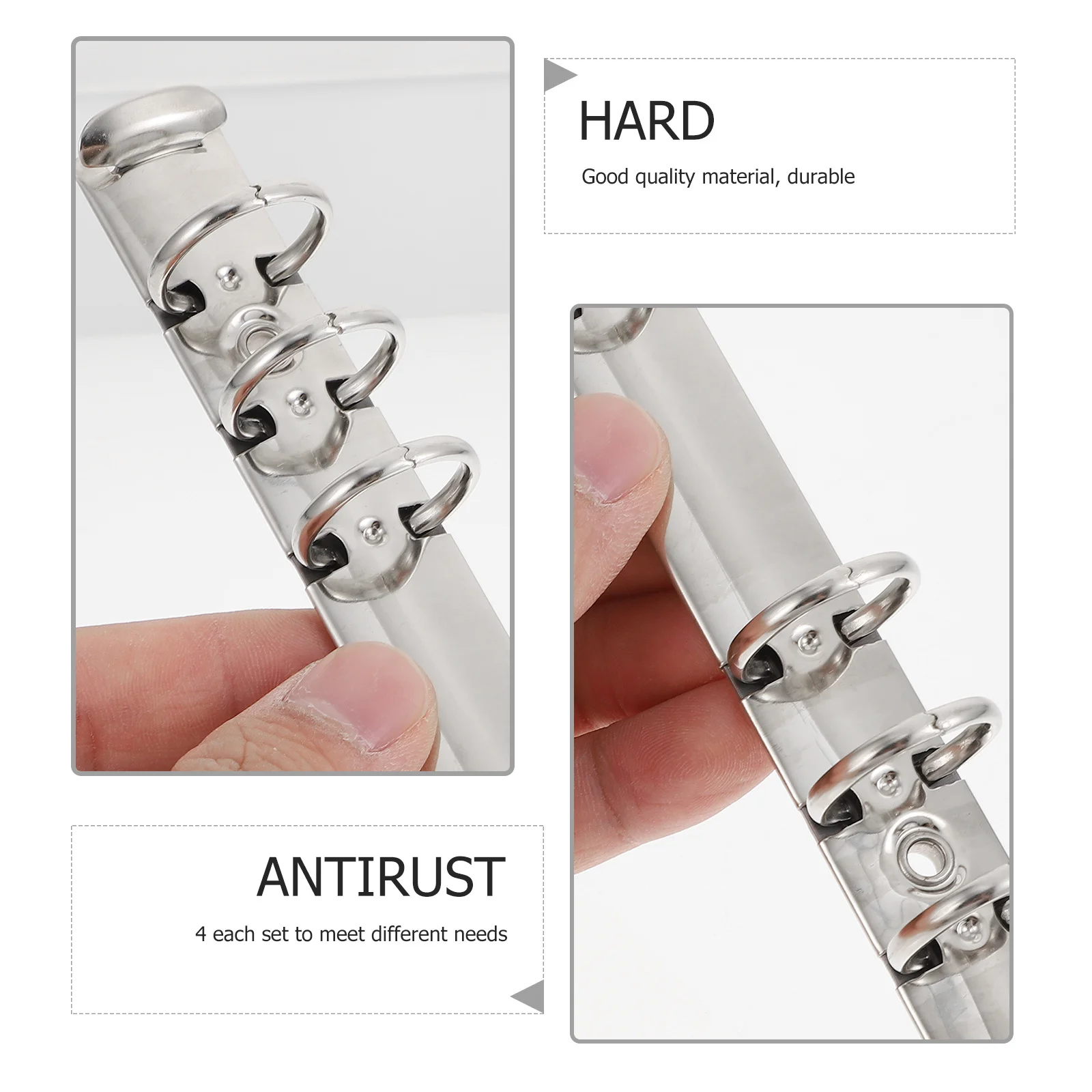 

4Pcs Creative Stationery Binders Stainless Steel Binder Ring for Report Book Loose Leaf Binder Functional Design