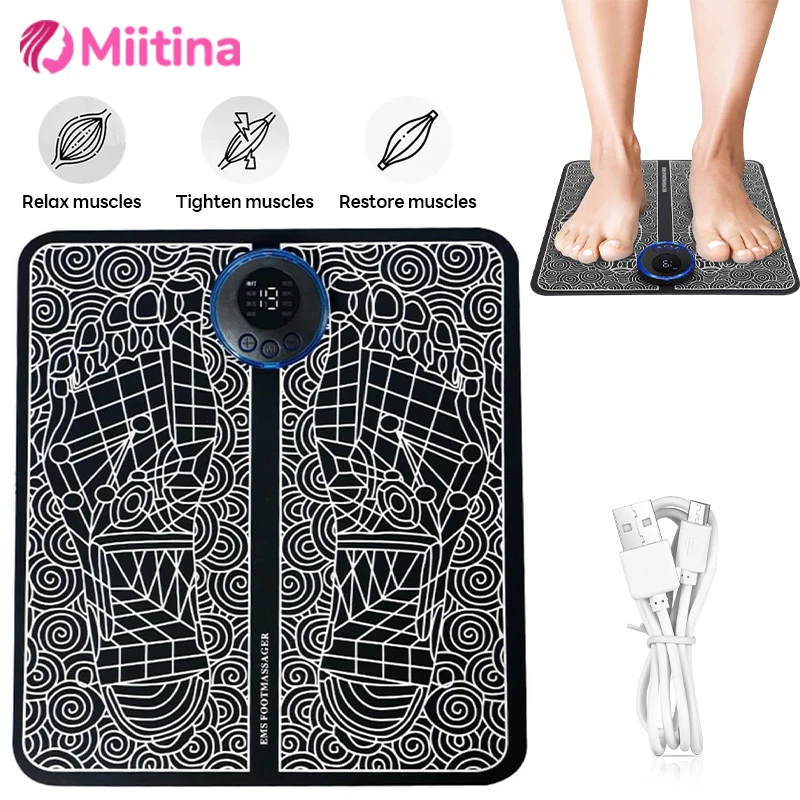 

Electric Foot Massger Sole Massage Pad EMS Feet Muscle Stimulation 8 Modes 19 Level Relax Improve Blood Circulation Relief Pain