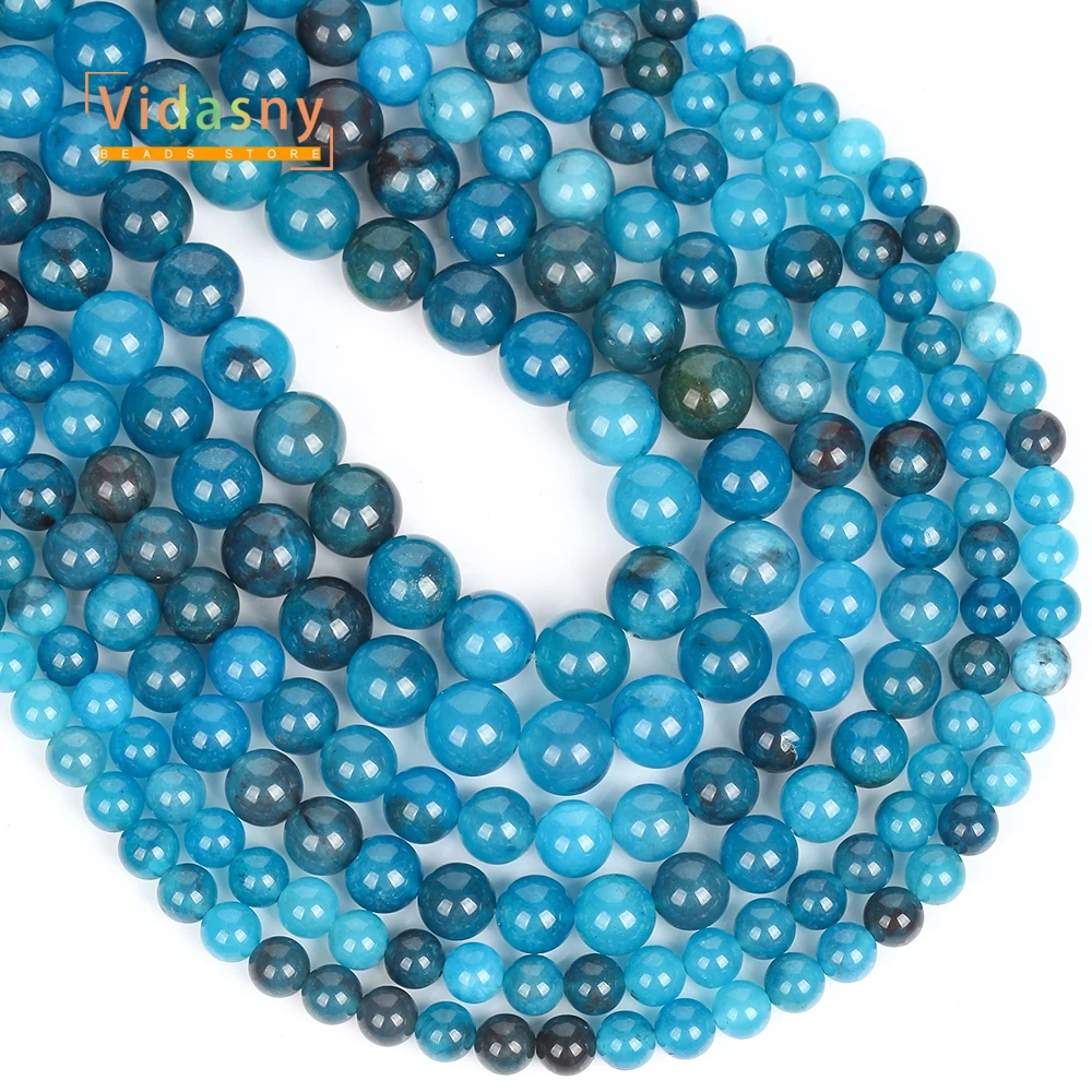 Natursteinperlen, blaue Achat-Chalcedon-Perlen für die Schmuckherstellung, runde lose Perlen, DIY-Zubehör, Armband, 6/8/10 mm, 15 Zoll – Detail 7
