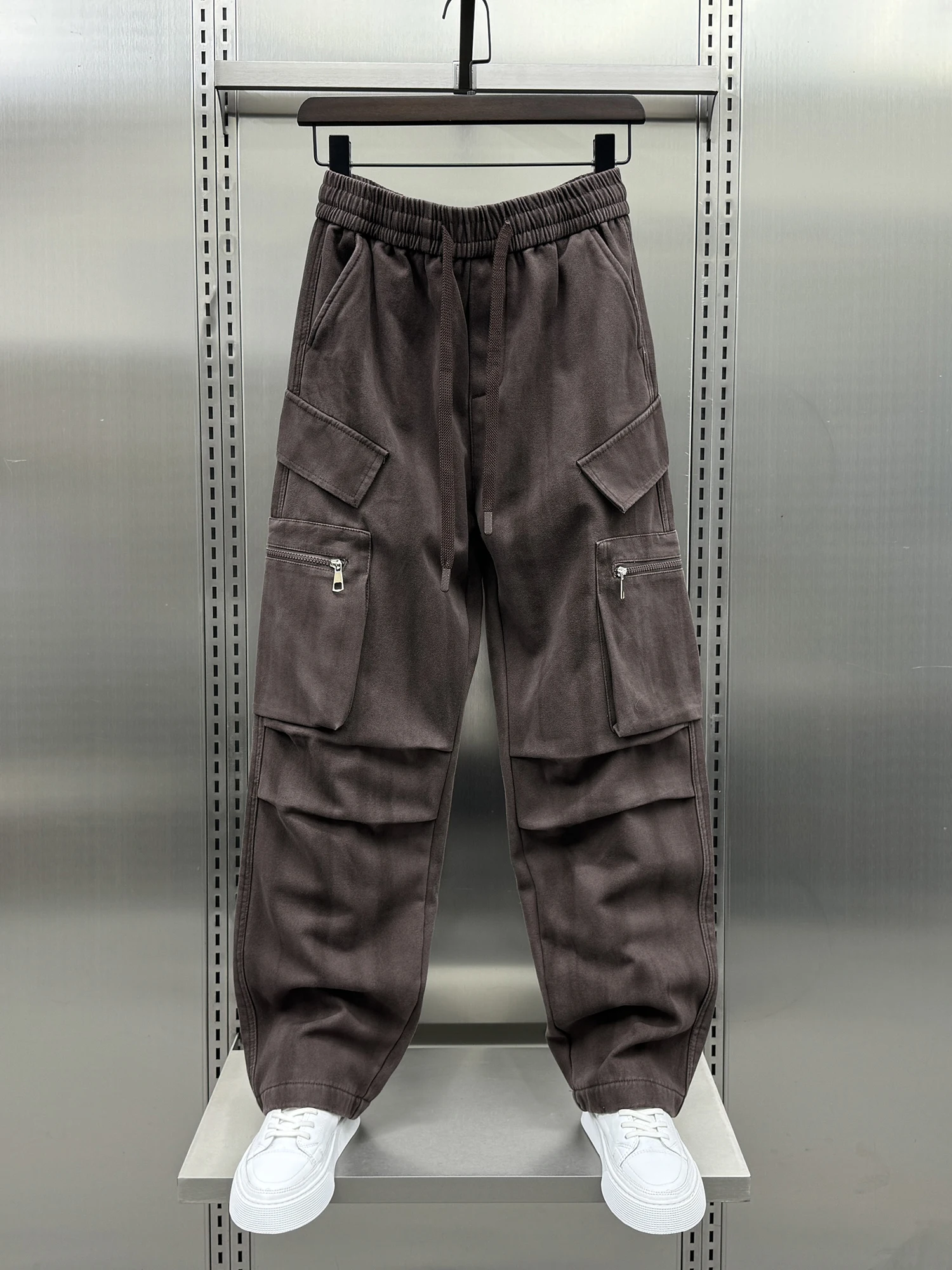 

Модные плотные японские брюки-парашюты прямого кроя для мужчин, осенне-зимняя новинка, утепленные, в американском стиле...