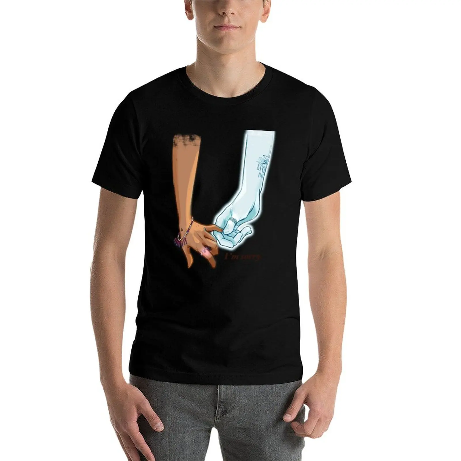 جاسيبر يحمل الأيدي.... أنا آسف تي شيرت تي شيرت رجل فاخر تي شيرت قطن 100% رجالي جرافيك تي شيرت تي شيرت