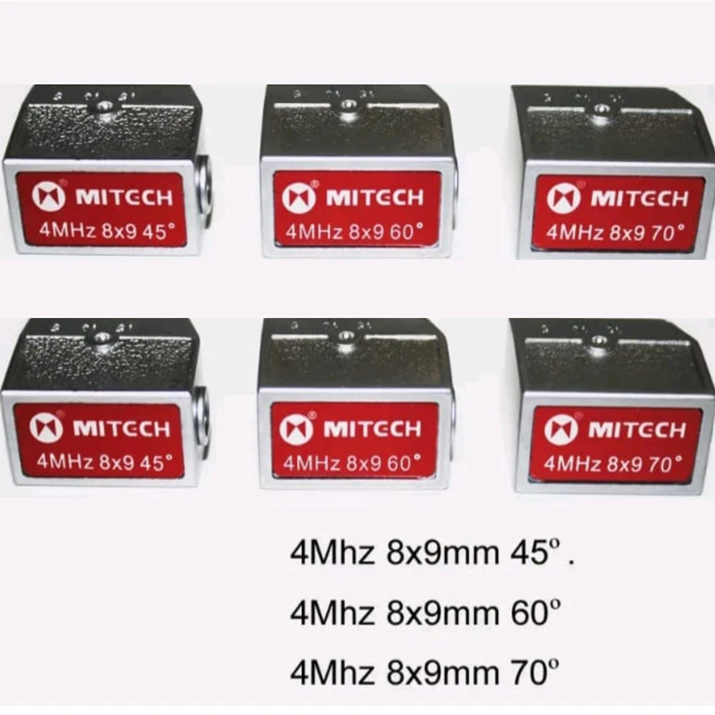 Mitech زاوية شعاع التحقيق محول ، بالموجات فوق الصوتية للكشف عن الخلل ، 4MHz ، 8x9 مللي متر ، 45 60 70 درجة