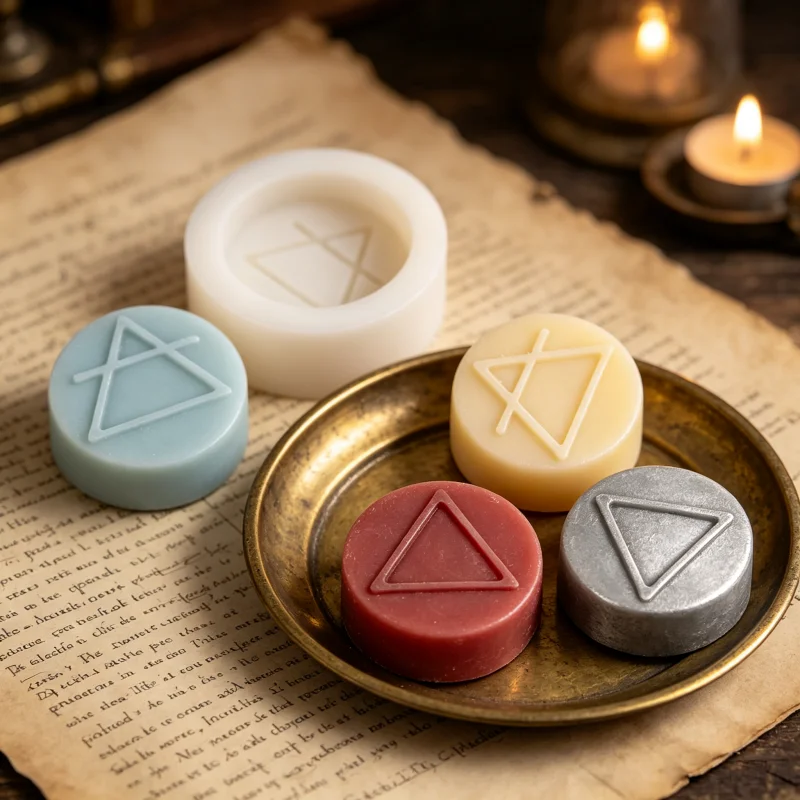 Alchemy Symbol Soap Mold Air Fire Element Round Silicone Candle Mold Witch Occult Sign Mold for DIY Resin Gypsum Casting Craft