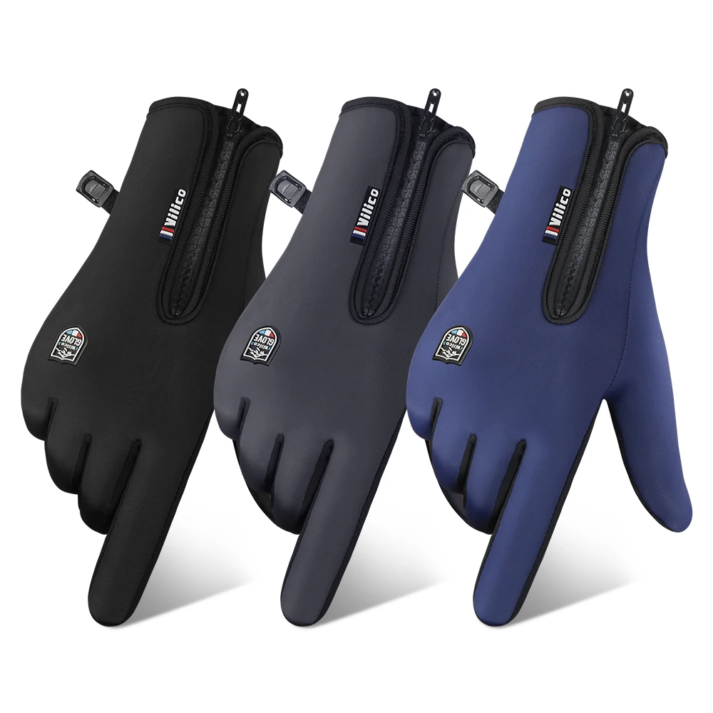 AliExpress WRELS Winter Warm Gloves Windproof Anti-Slip Motocycle Gloves Thicken Plush Thermal Waterproof Touchscreen Reflective Driving Gloves