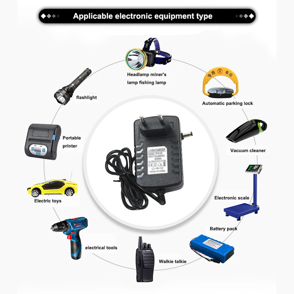 100 stks 12.6 V 2A Lithium Batterij Oplader Draagbare Oplader DC 5.5*2.1 MM 110-220 V Lithium Li-ion Batterij Lader