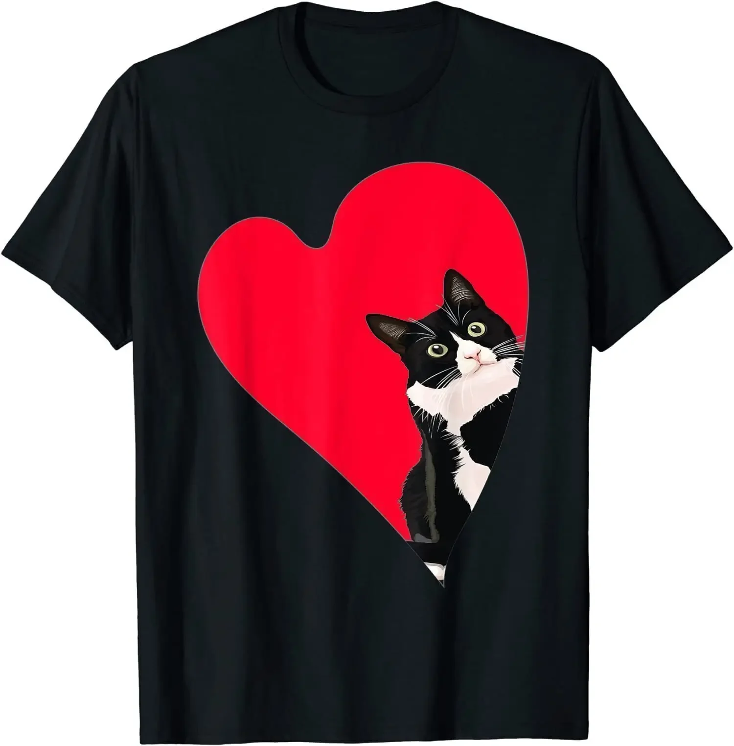 

Funny Tuxedo Cat Heart Design Great Gift Idea Premium Tee T-Shirt For Men Women Summer Tees Cotton Luxury Brand Vintage
