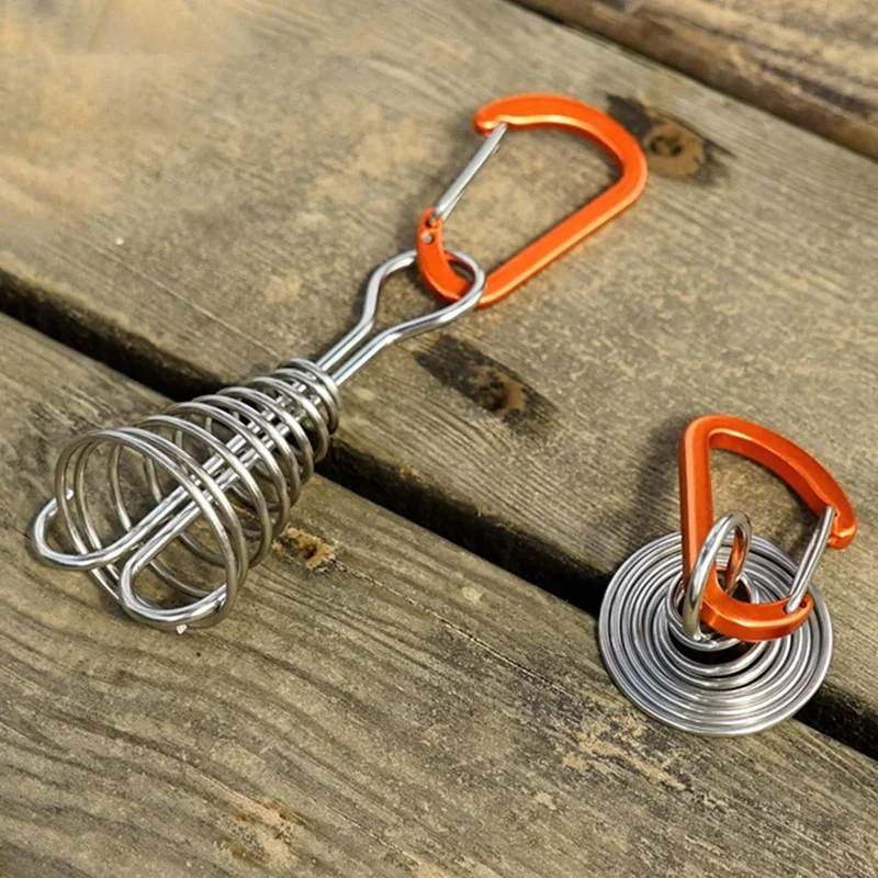 Outdoor Camping Octopus Rope Buckle Wooden Deck Fixing Nail With Spring Tent Wind Rope Hook Spring Fixed Tent Rope Buckle